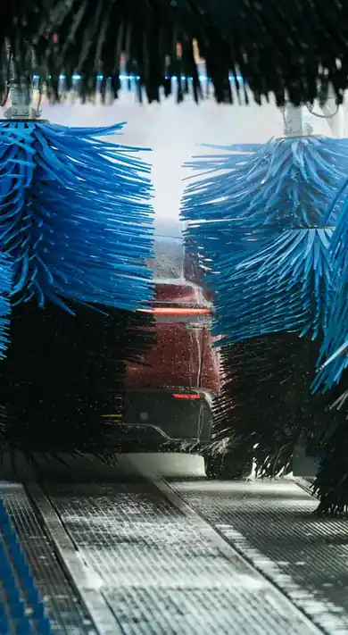 Inside The Flow Express Car Wash tunnel in Naperville